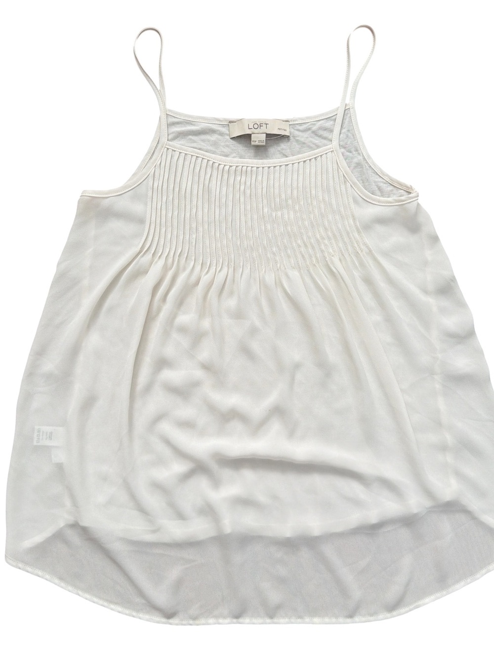 LOFT White Pleated Spaghetti Strap Tank Top Women’s XS Petite